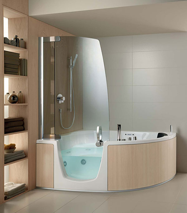 Дизайн угловой ванной комнаты